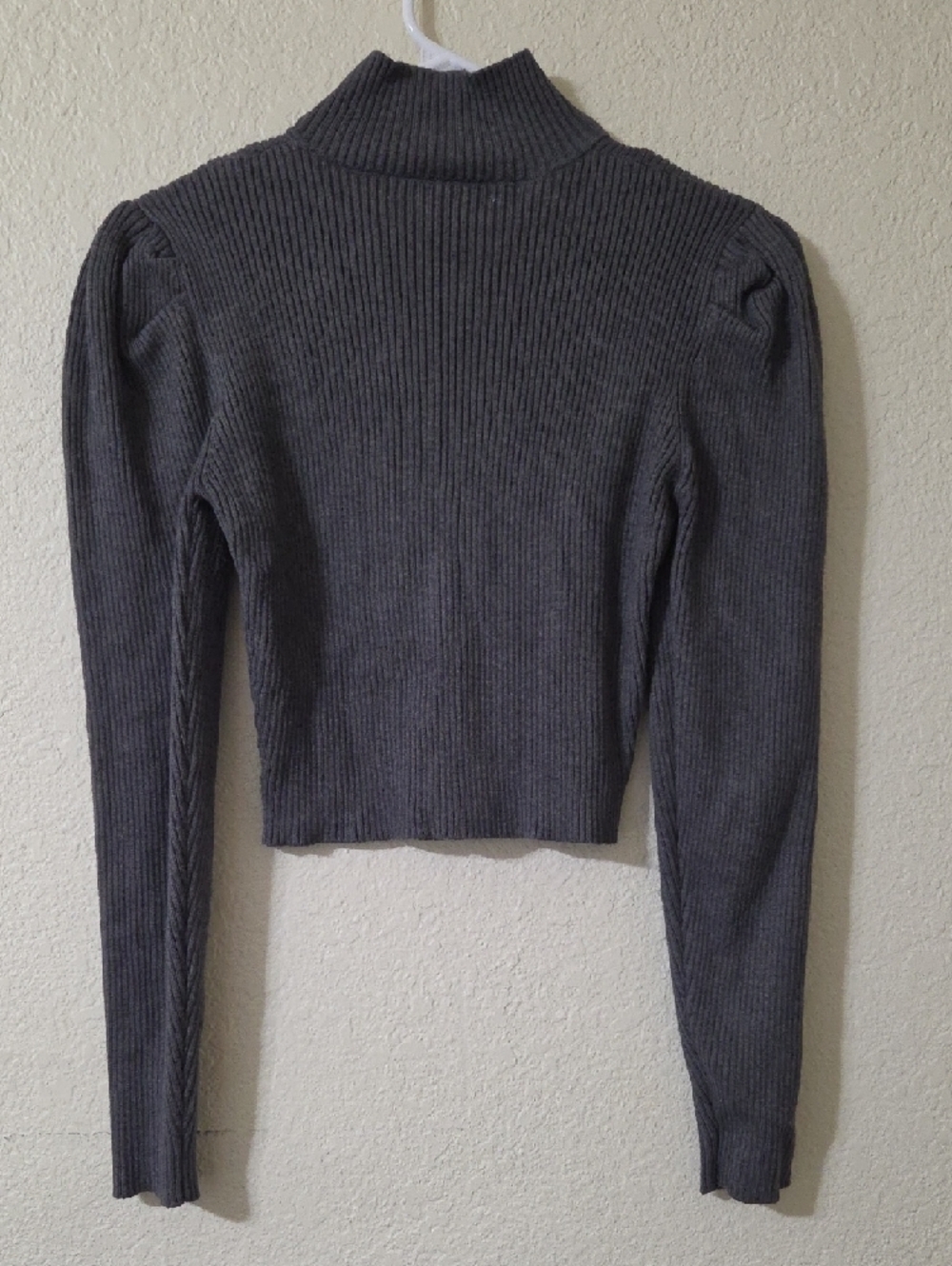 Zara Charcoal Gray Ribbed Heart Cutout Cardigan - Picture 7 of 7
